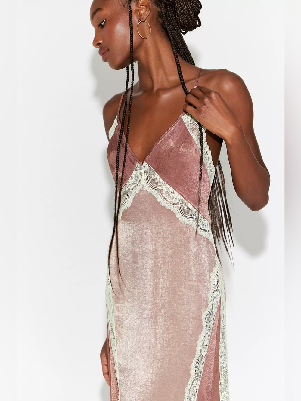 Free People Some Kind Of Love Maxi Slip Dress Mink Combo Size S NWOT